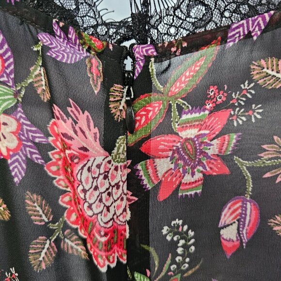 Loft Dress Black Pink Floral Boho Whimsigoth Midi Cottagecore 14 - Picture 10 of 15